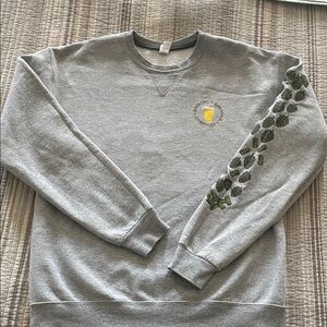 Bristol Brewing Co Gray Crewneck Sweater with Green Sleeve Design